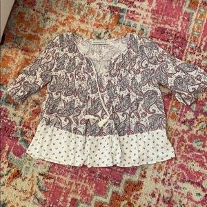 Women’s paisley blouse with tassel ties